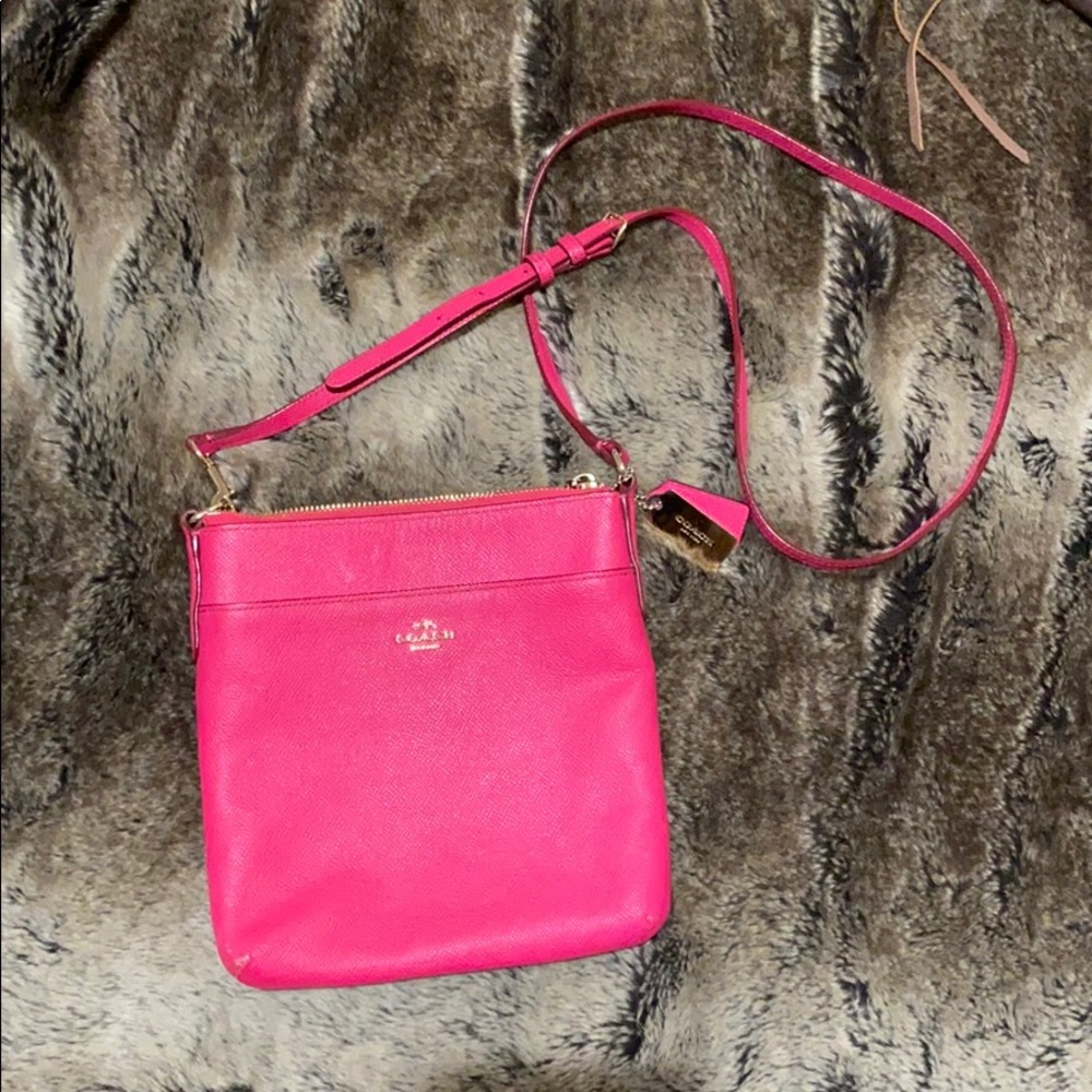 Hot pink cross body coach bag